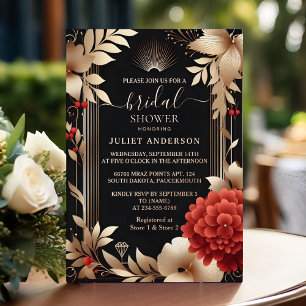 An Garden Diamond Red Black And Gold Bridal Shower