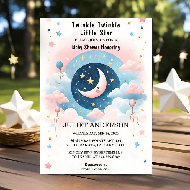 An Glitter Twinkle Twinkle Little Star Baby Shower Invitation (Creator Uploaded)