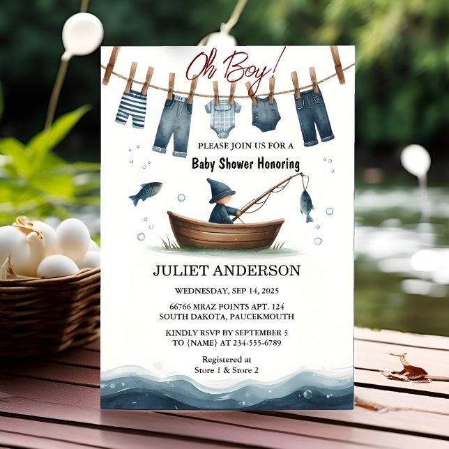 An Hook Bait Fun Wood Little Fisherman Baby Shower Invitation (Creator Uploaded)