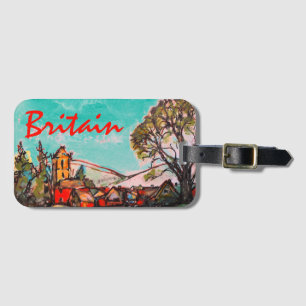 An Idyllic British Village sketch art Luggage Tag