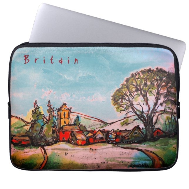 An Idyllic British Village sketch Laptop Sleeve (Front)