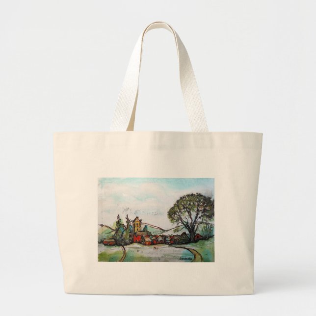 An Idyllic British Village sketch Large Tote Bag (Front)