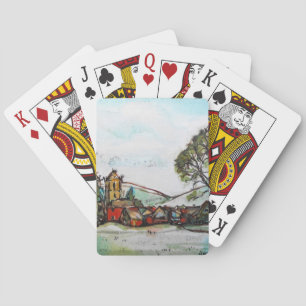 An Idyllic British Village sketch Playing Cards