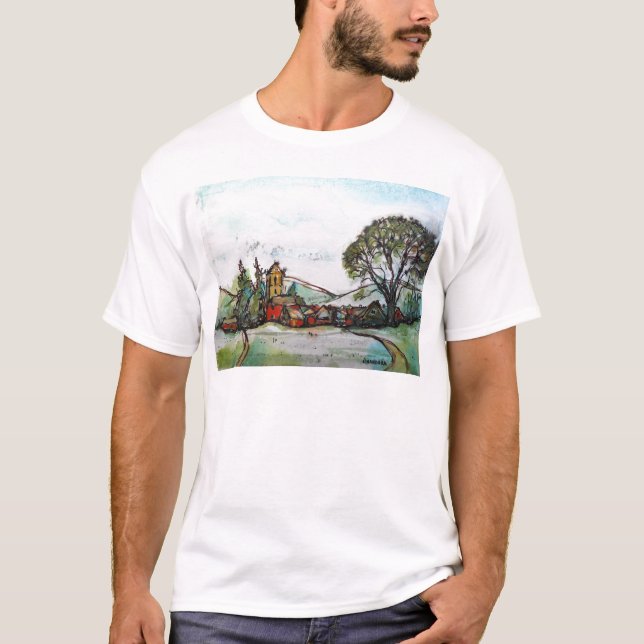 An Idyllic British Village sketch T-Shirt (Front)