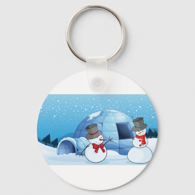 an igloo and snowmen key ring (Front)
