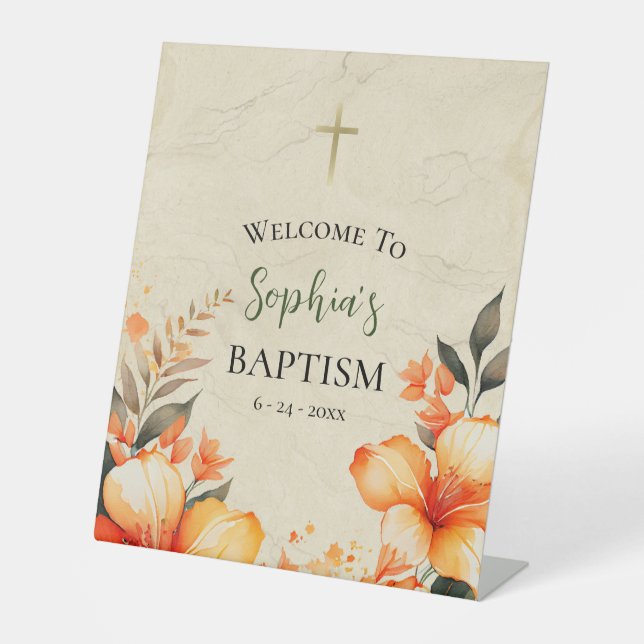 An Illuminated Life Orthodox Christian Baptism Pedestal Sign (Front)