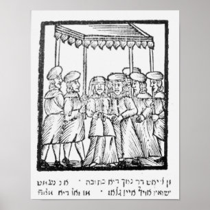 An illustration of a Jewish wedding Poster