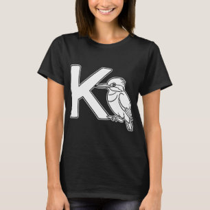 An illustration of kingfisher beside letter K T-Shirt