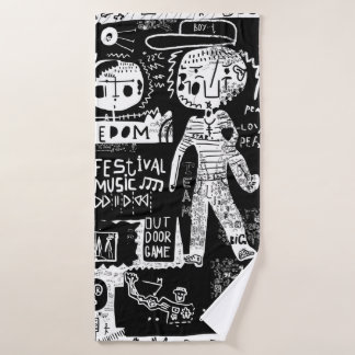 An image that includes a plurality of symbols.stre bath towel