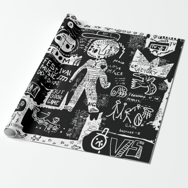 An image that includes a plurality of symbols.stre wrapping paper (Unrolled)