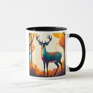 An imposing deer frozen in the woods. mug