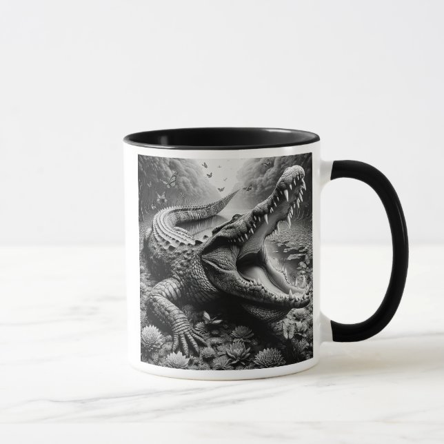 An impressive crocodile in a wild setting. mug (Right)