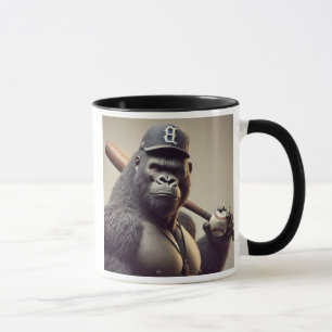 An impressive gorilla in baseball gear. mug