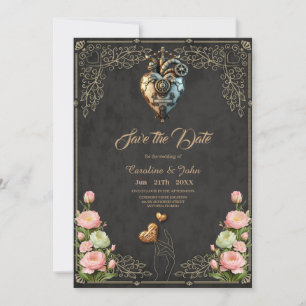 An impressive steampunk heart Save The Date