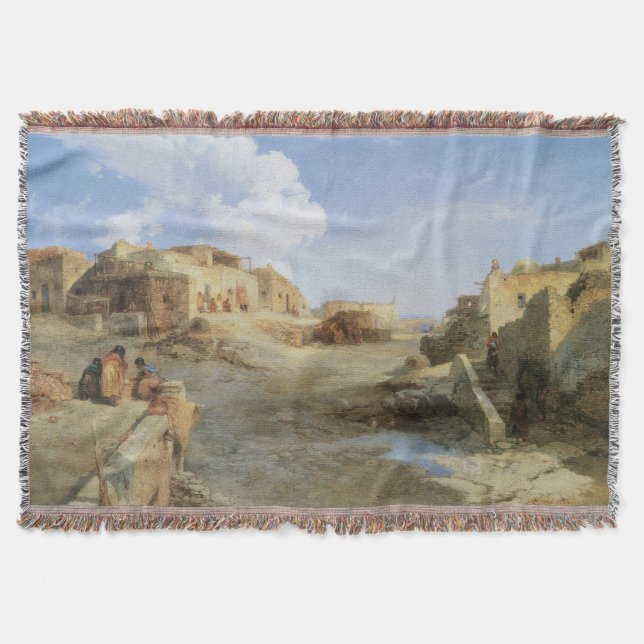 An Indian Pueblo, Laguna, New Mexico by Moran Throw Blanket (Front)