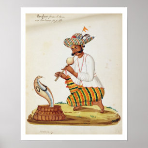 An Indian Snake Charmer with a Cobra, from a Frenc Poster