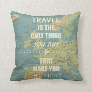 An inspiring travel quotes cushion