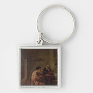 An Interior with Figures Key Ring