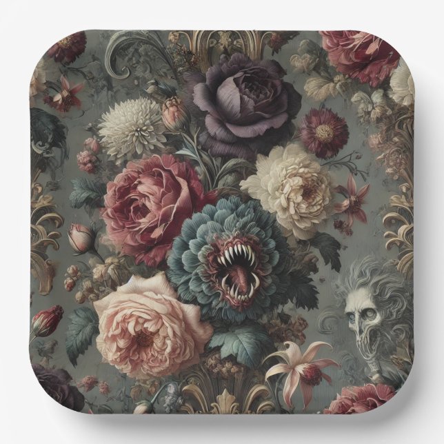 🩸 An Intimidating Bloom – Gothic Victorian Paper Plate (Front)