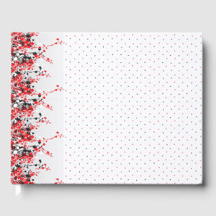 An intricate black and white floral design set aga guest book