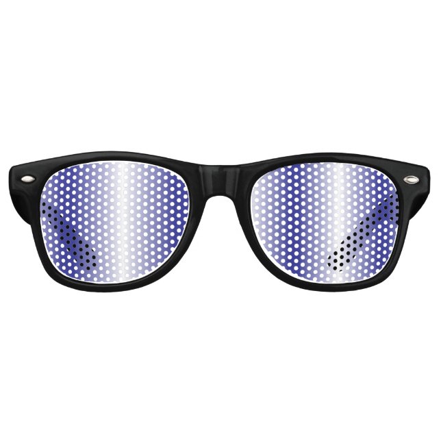 An intricate blue geometric pattern with symmetric retro sunglasses (Front)
