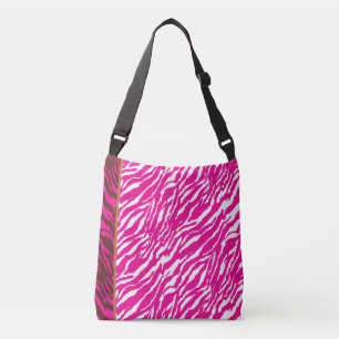 An intricate floral pattern in pink and white, art crossbody bag