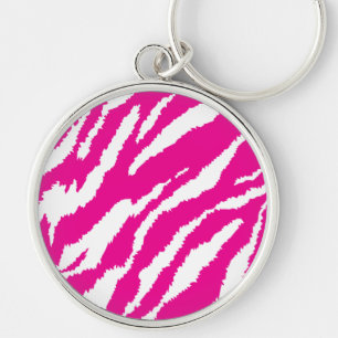 An intricate floral pattern in pink and white, art key ring