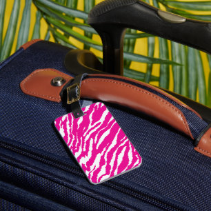 An intricate floral pattern in pink and white, art luggage tag