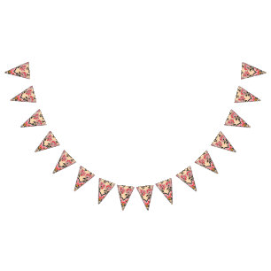 An intricate oriental pattern featuring vibrant re bunting