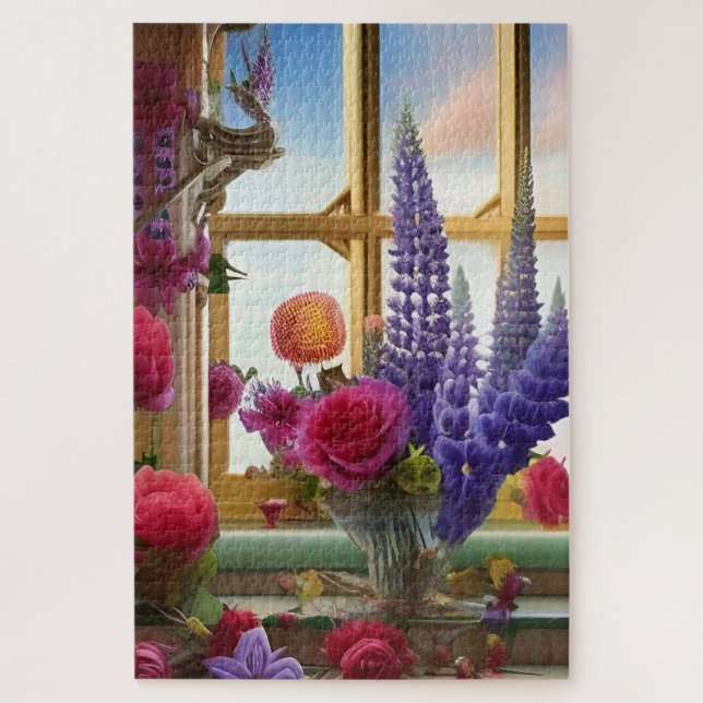 An intriguing colourful floral Bouquet Jigsaw Puzzle (Vertical)