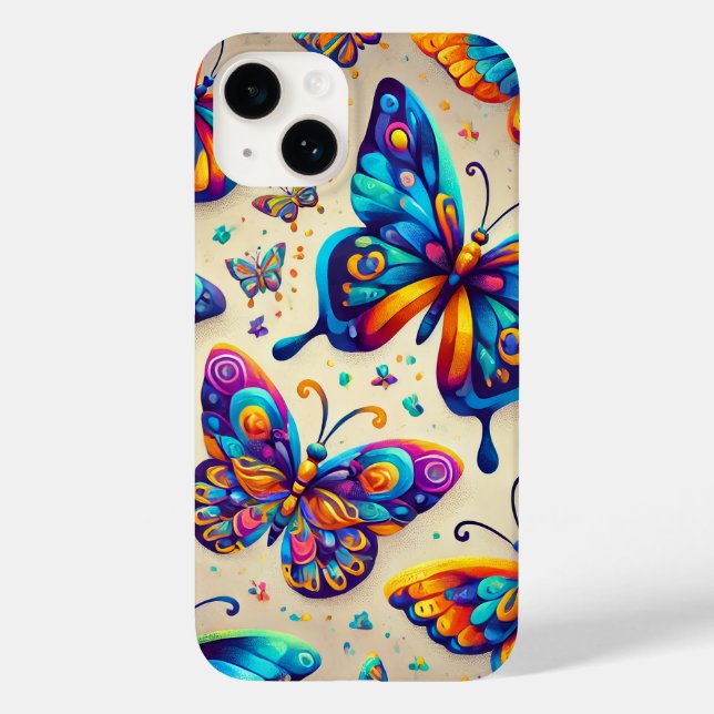An iPad cover with a butterfly design. (Back)