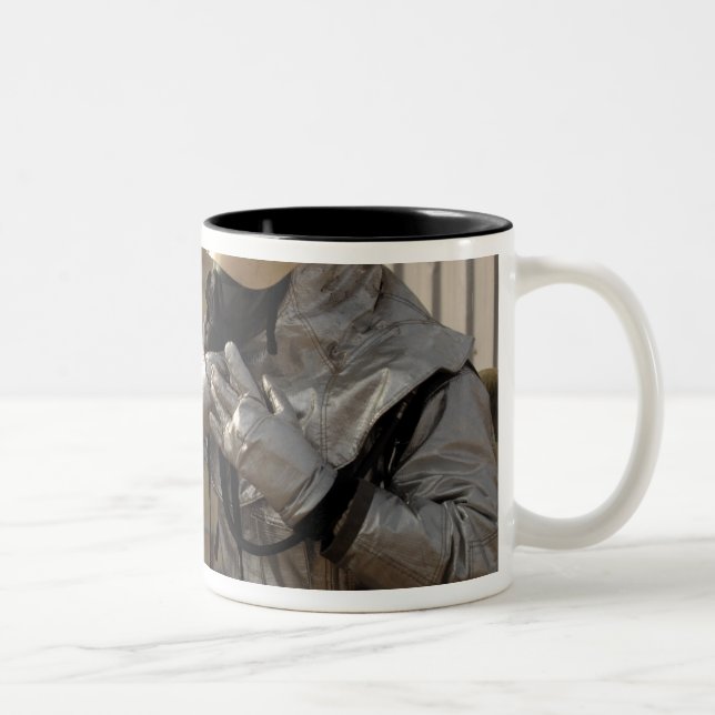 An Iraqi firefighter Two-Tone Coffee Mug (Right)