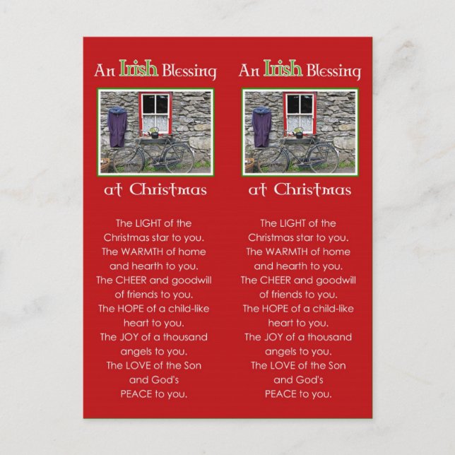 An Irish Blessing at Christmas Bookmark Holiday Postcard (Front)