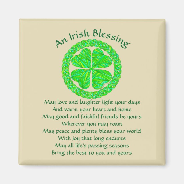 An Irish Blessing Celtic Shamrock Magnet (Front)