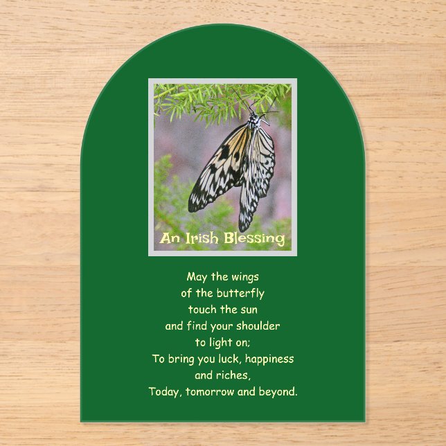 An Irish Blessing With Butterfly Irish Greetings Acrylic Invitations (Front)