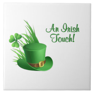 An Irish Touch Leprechaun Clove Hat in Grass Ceramic Tile
