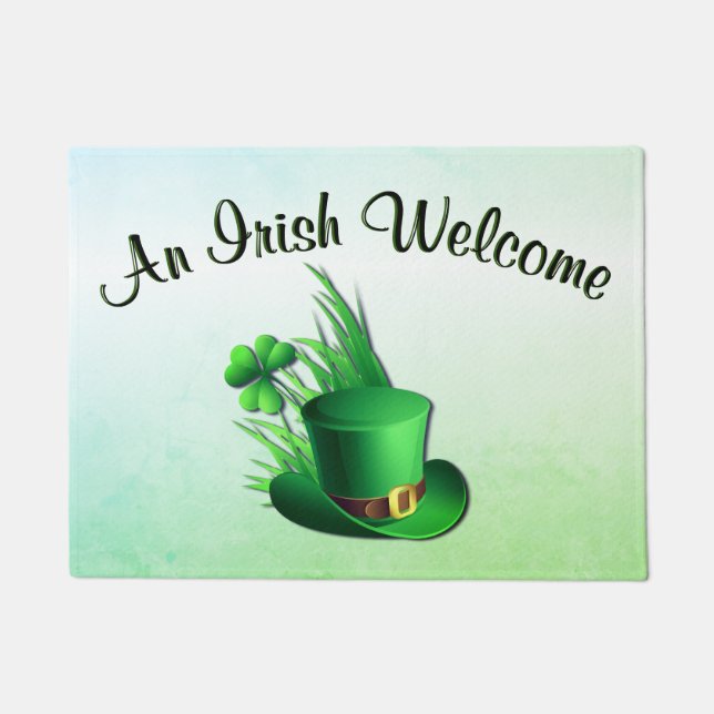 An Irish Touch Leprechaun Clove Hat in Grass Doormat (Front)
