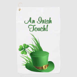 An Irish Touch Leprechaun Clove Hat in Grass Golf Towel