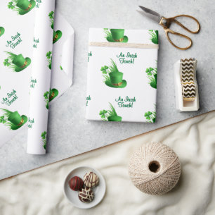 An Irish Touch Leprechaun Clove Hat in Grass Wrapping Paper