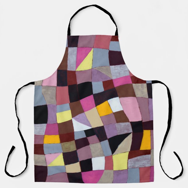 An irregular grid painting, with violets and yello apron (Front)