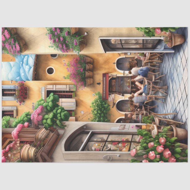 An Italian Street Scene Ephemera Design Series 22 Tissue Paper (Front)