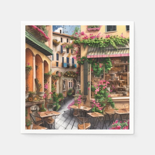 An Italian Street Scene Ephemera Design Series 23 Napkin (Front)