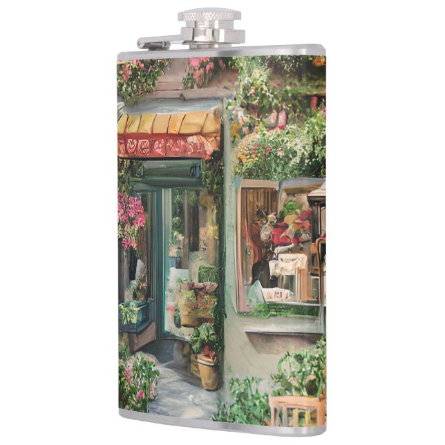 An Italian Street Scene Ephemera Design Series 24 Hip Flask (Left)