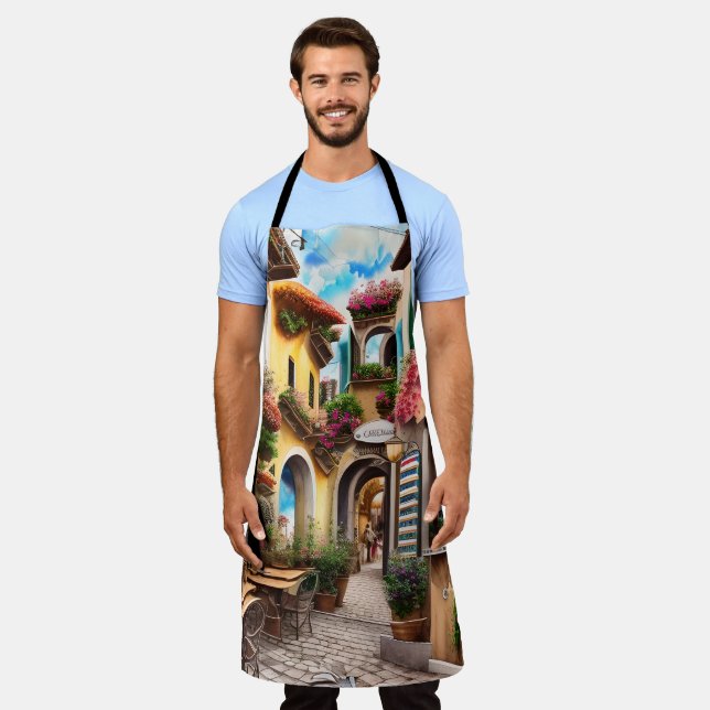 An Italian Street Scene Ephemera Design Series 8 Apron (Worn)