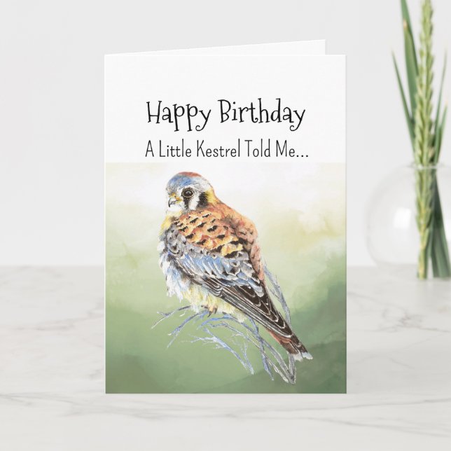 An Kestrel Personality Birthday Fun Bird Card (Front)