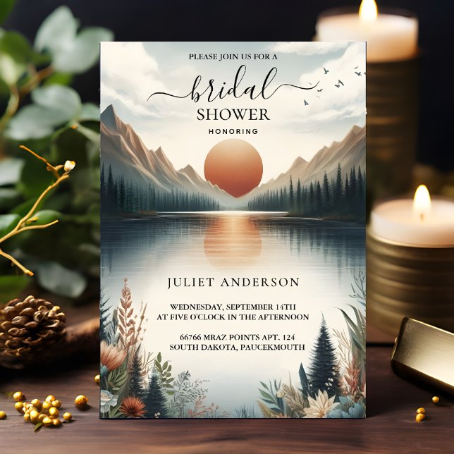 An Lakeside Mountain Fun Nature Lake Bridal Shower Invitation (Creator Uploaded)