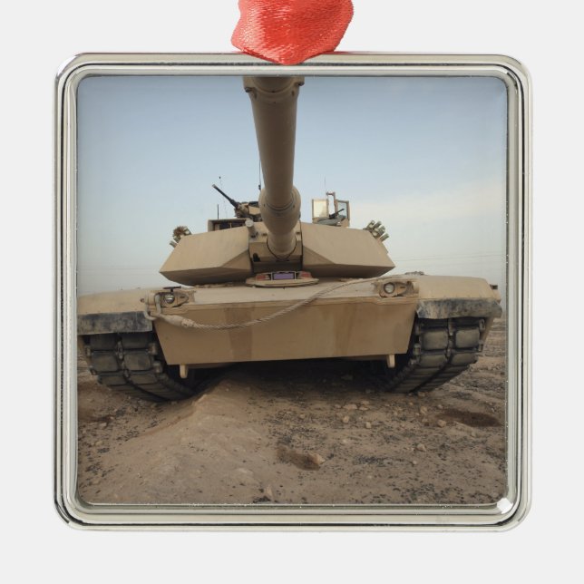 An M-1A1 Main Battle Tank Metal Ornament (Front)