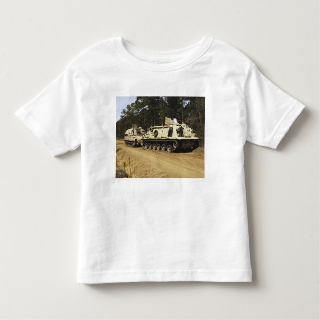 An M-88 recovery vehicle begins to tow an M992 Toddler T-Shirt (Front)