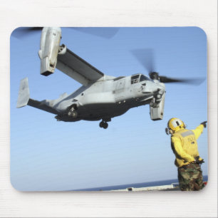 An MV-22 Osprey launches from the USS Nassau Mouse Pad