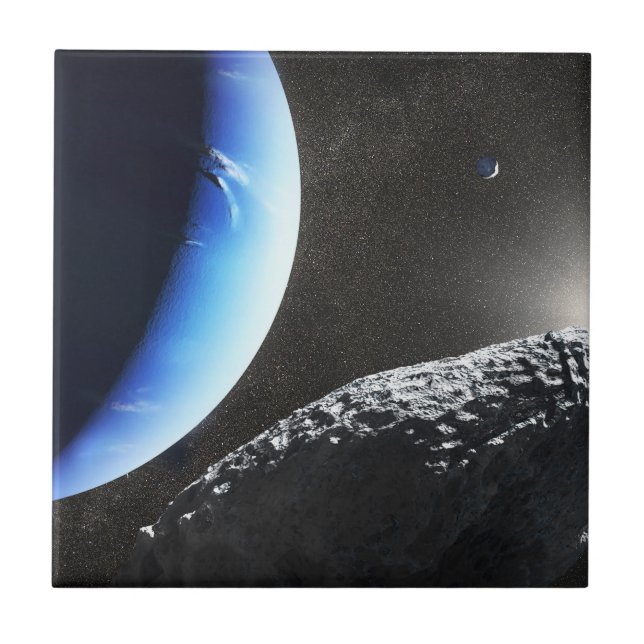 An Neptune's Tiny Moon Hippocamp. Ceramic Tile (Front)